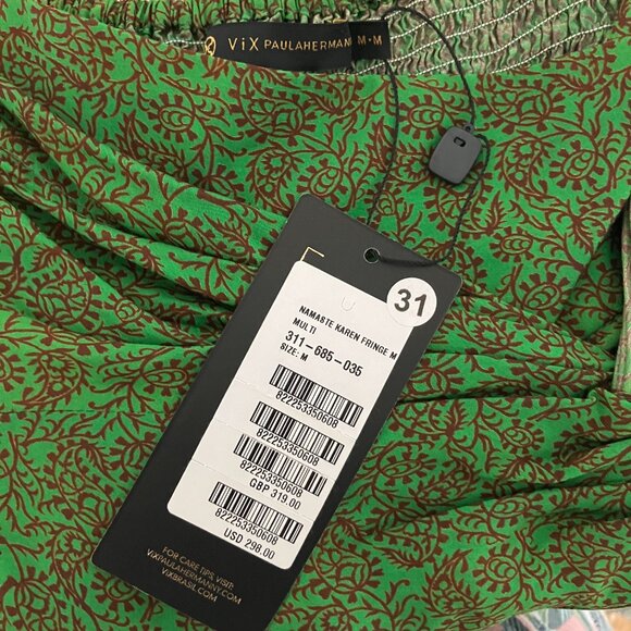 Vix Swimwear Karen Fringe Wrap Effect Midi Skirt Namaste Green NWT Size M - Picture 16 of 16